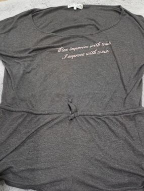 Wildfox Charcoal Gray Romper with Pale Pink Script